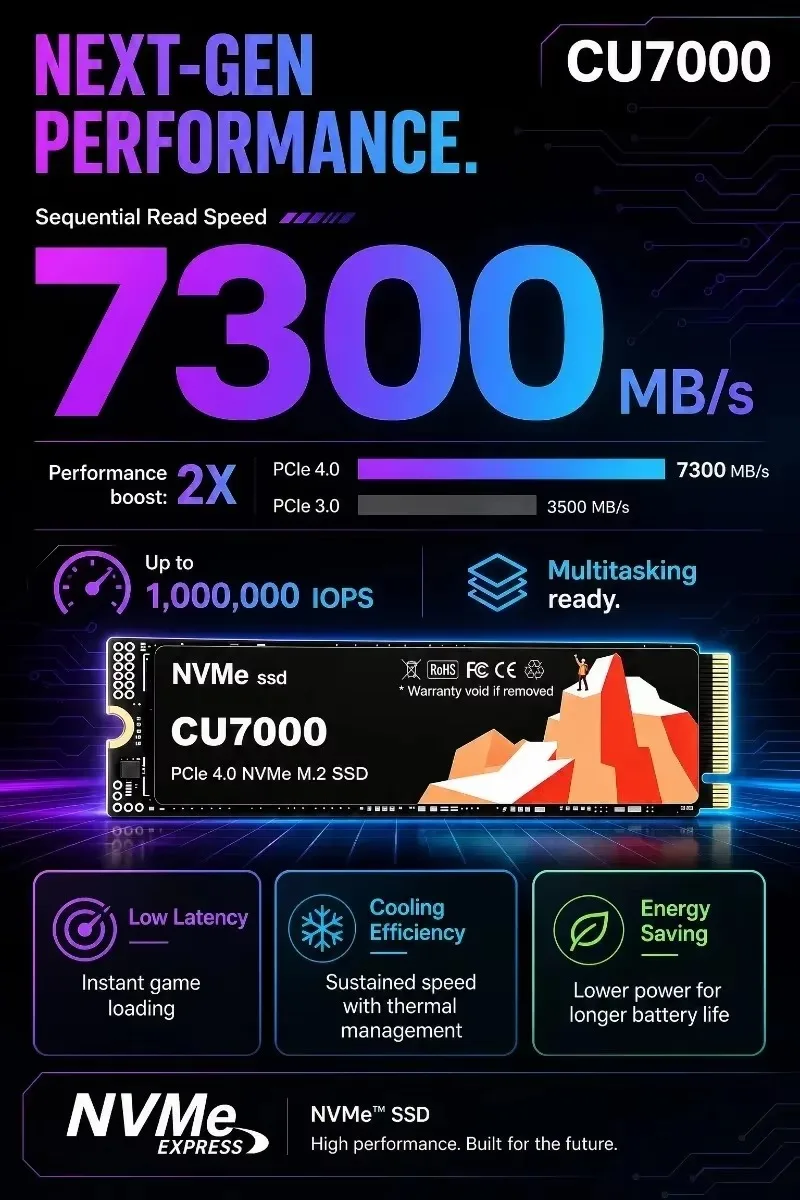 CU7000 SSD M.2 NVMe, unidade d - M.2 Nvme 4Tb Pcie 4.0 Ssd avaliação e preço